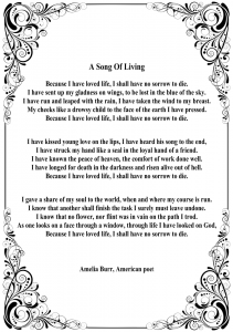 Poem - A Song Of Living